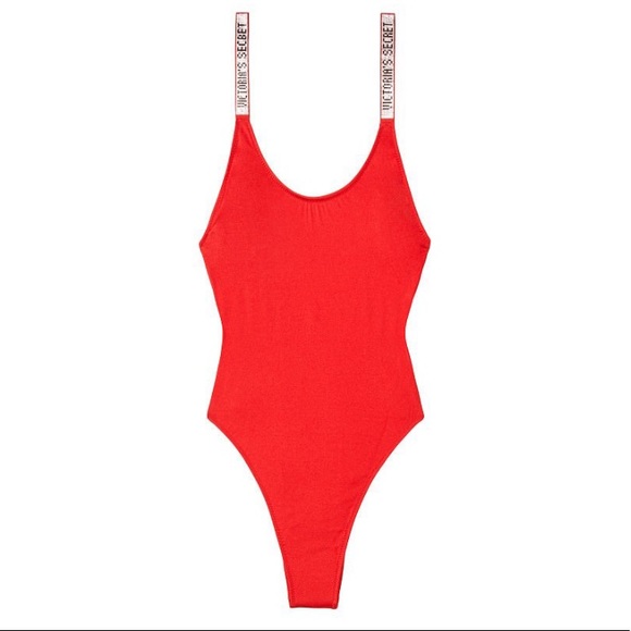 NWT Victoria’s Secret Red Shine Straps Swimsuit, S - Picture 2 of 5